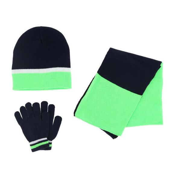 Polar Wear Girl's 3-6 Color Block Winter Beanie Scarf and Gloves Set - Picture 1 of 4